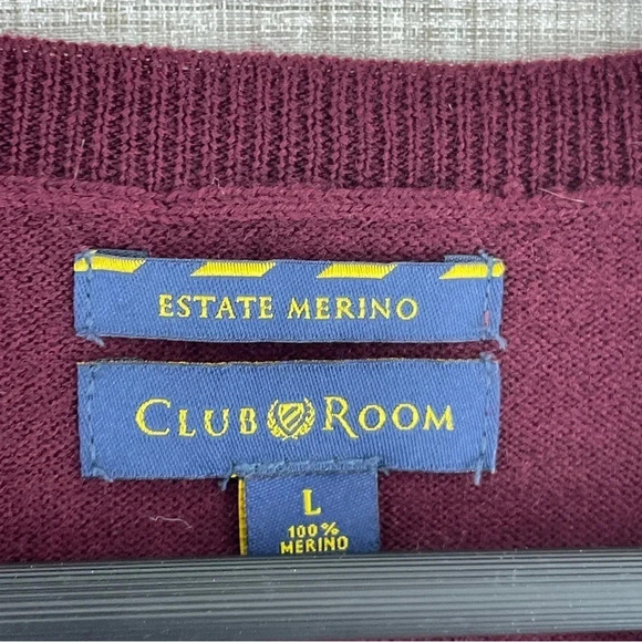 Club Room Vest L Merino Wool Argyle Purple Red 0613 - Picture 3 of 7